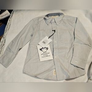 Appaman Standard Oxford Button Up Dress Shirt, Gray/White Check, Size 3T, NEW!